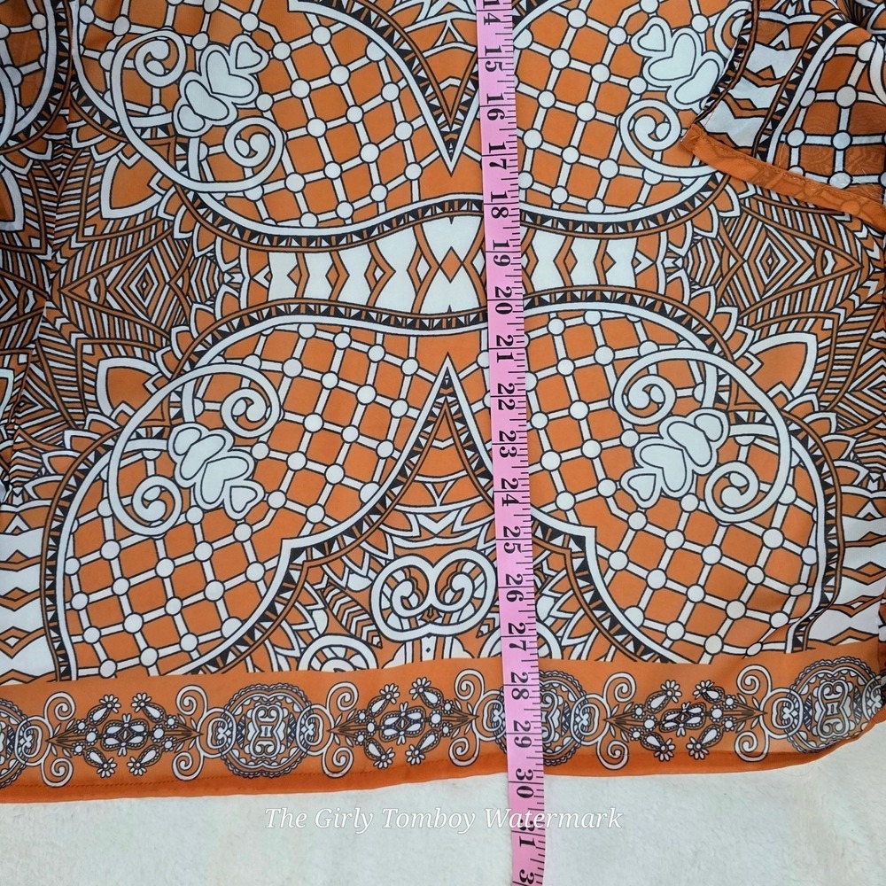 University of Texas Longhorns Orange Geometric Print Sleeveless Duster Vest L XL - Picture 14 of 16